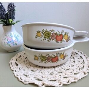 Vintage Corning Ware P-150-B Set of 2 Individual Casserole Dishes, Spice of Life